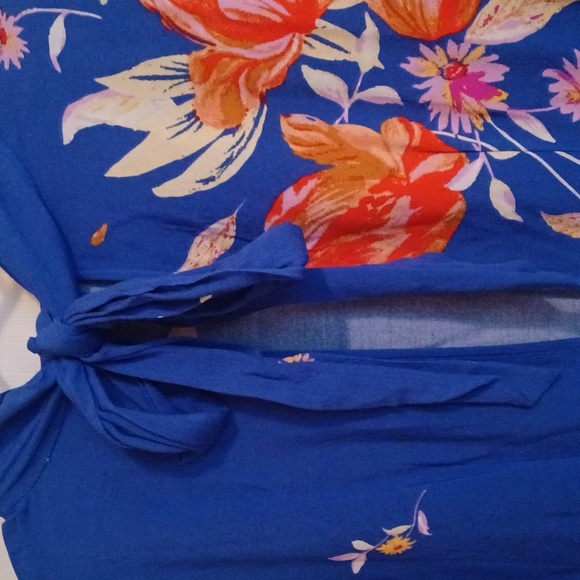 Free People Gemma Cobalt Blue and Orange Floral Tunic Top/Dress ** SZ M - Picture 9 of 12